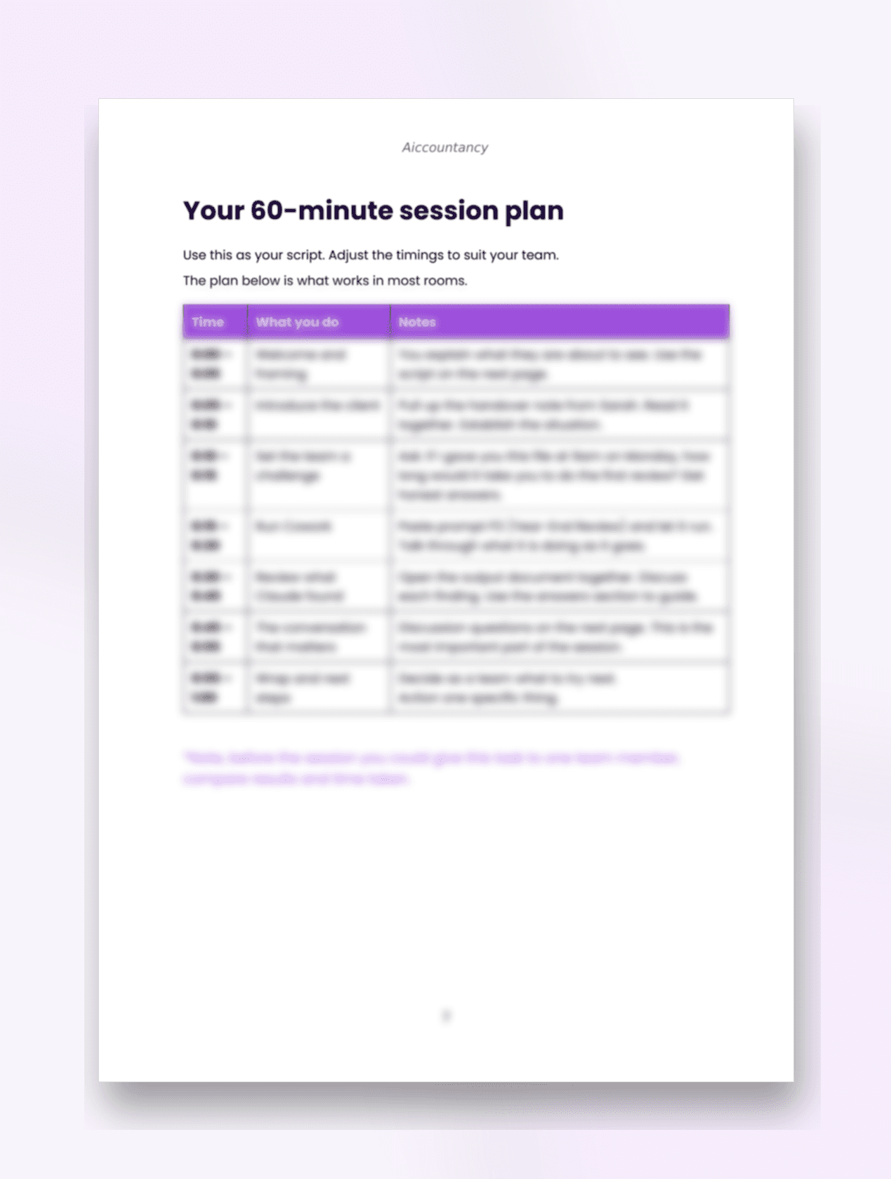 Your 60-minute session plan