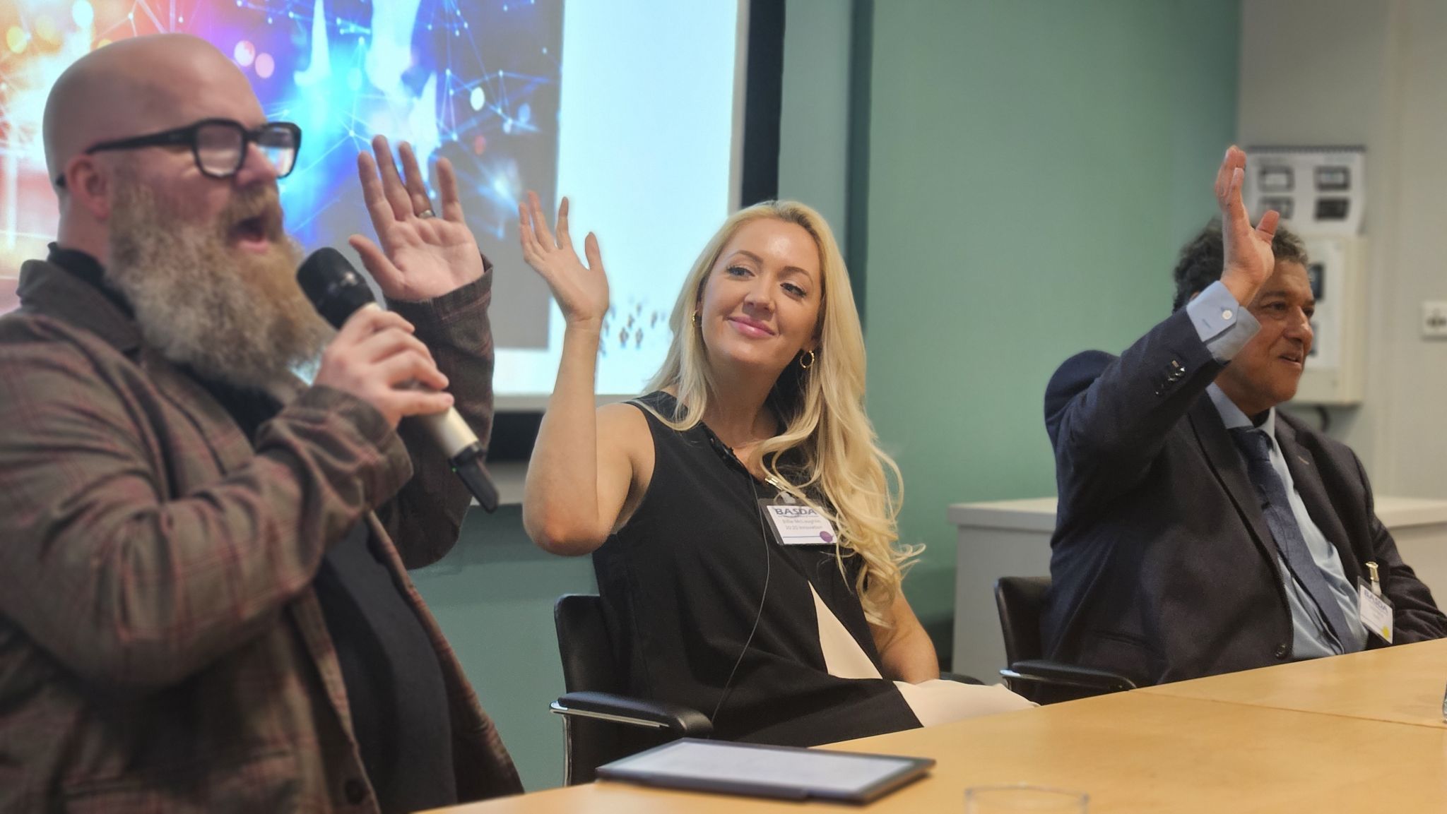 Billie taking questions on a BASDA panel